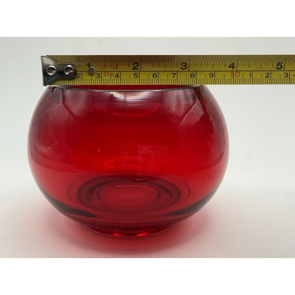 Vintage Viking Glass Ruby Red Rose Bowl Vase 3 1/4